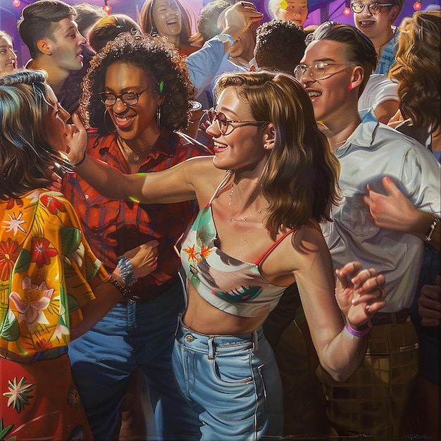 quotmixedgender friends dancing energetically at a partyquot