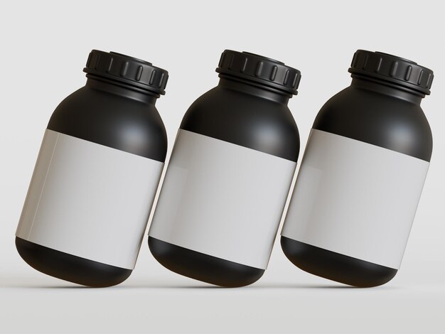 realistic bottle with blanl label on gray background 3d illustration