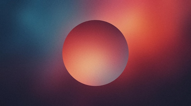Red and blue grainy abstract background with a sphere