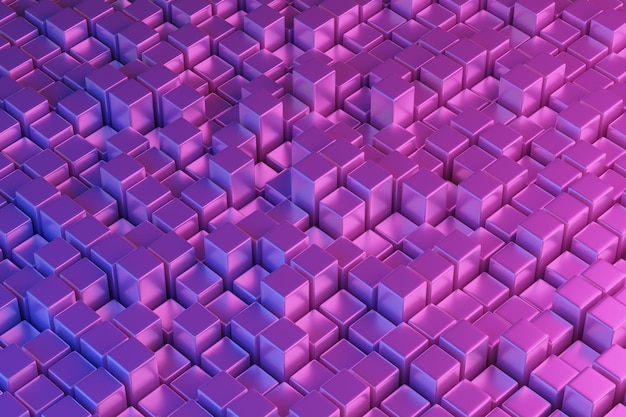 Red and blue quadrangular prisms Isometric abstract background 3d illustration