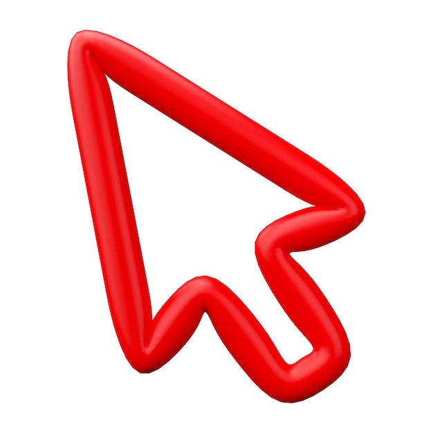 Red Arrow pointing isolated on white background 3D Render