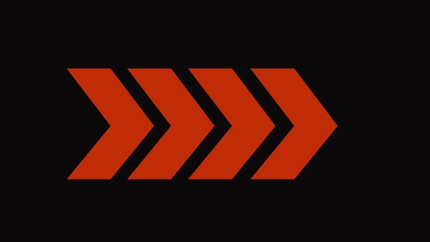Red color or design images right direction arrows symbols Warning striped arrow Safety typeIsolated on black background