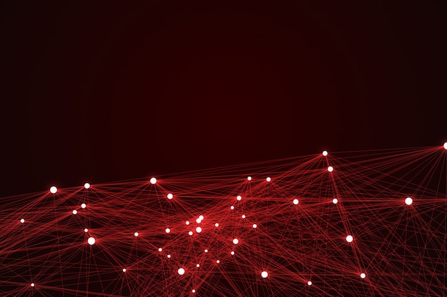 Red futuristic technology connection shape.