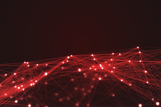 Red futuristic technology connection shape.