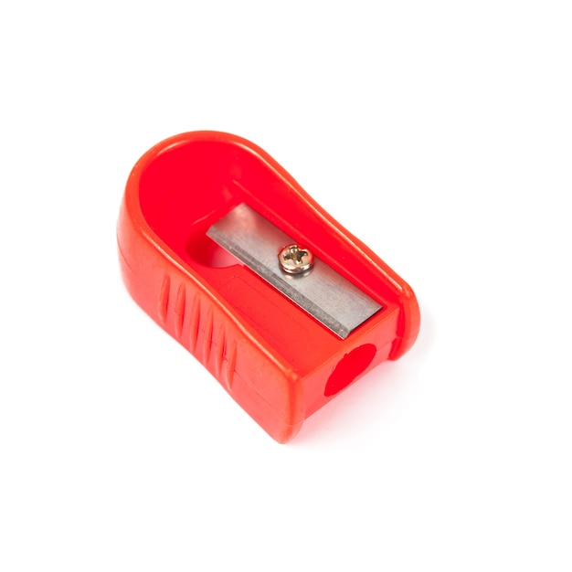 red sharpener tool stationery on white background isolate