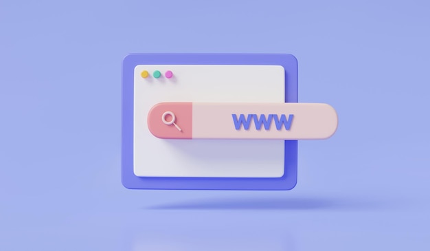 Render illustration of search bar with http www link in hyperlink web site global browser page hypertext transfer protocol HTTP web browser world wide web navigation and Search web search