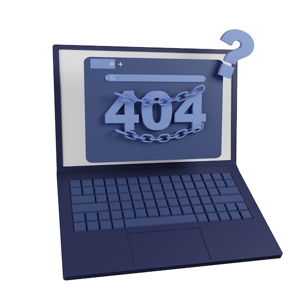 rendering 3d icon 404 error screen computer illustration