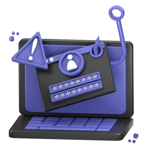 Rendering illustration 3D-ikon phishing