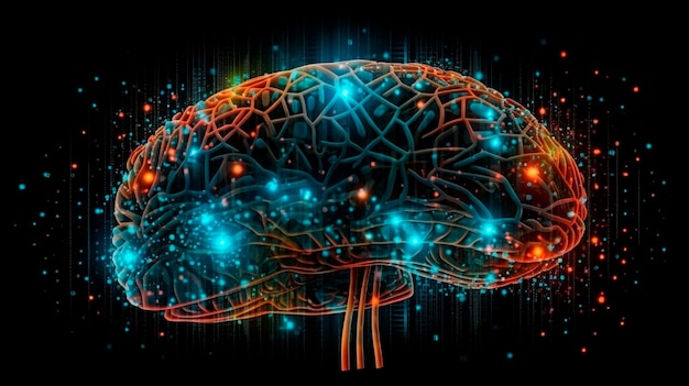 Repræsentativ illustration af menneskelig hjerne Intelligenskoncept Generativ AI