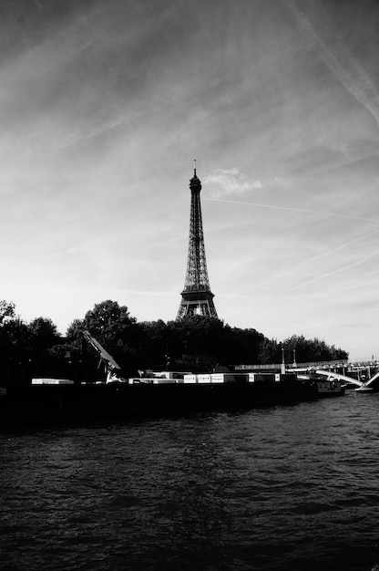 River with eiffel tower against the sky