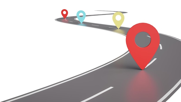 roadmap for plan implementation and markers installed along the way 3d rendering