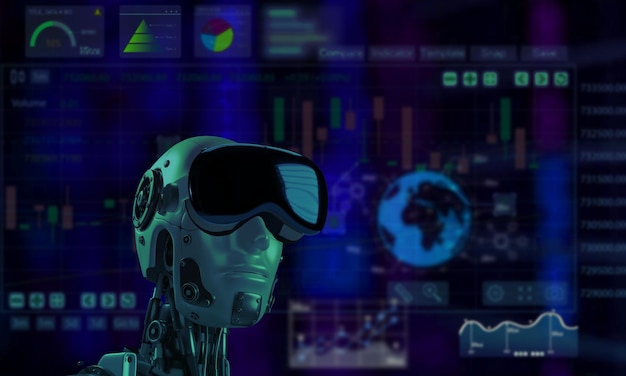 robot ai artificial intelligence vr vision stock business element futurist banking big data chart co