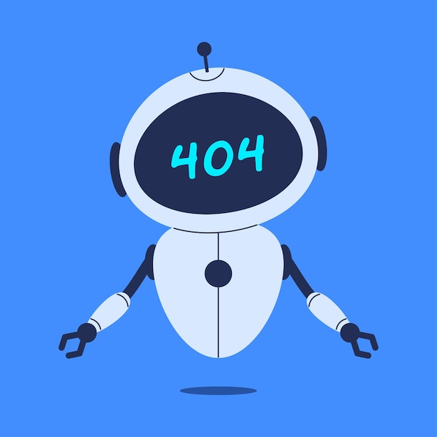robot displaying 404 error message vector illustration for website error pages tech visuals and chatbot content