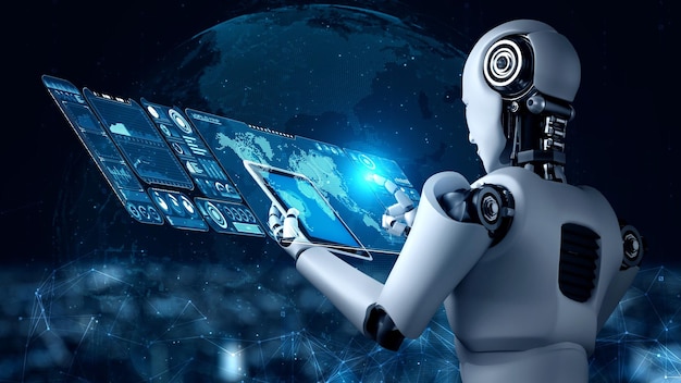 robot hominoid using tablet computer for big data analytic