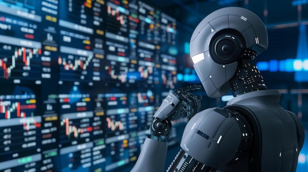 Robot Standing in Front of Wall of Numbers