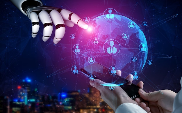 Robot using network technology to connect people

