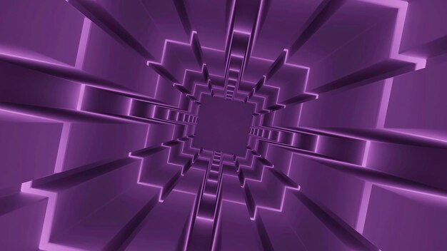 Rotating square tunnel with flashing end design geometric square tunnel with lines lines and squares