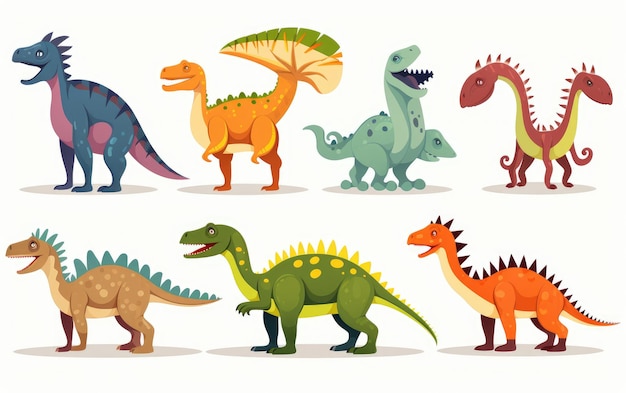 Samling af spritesheet med tegneserie-dinosaurer – illustreret forhistorisk rex