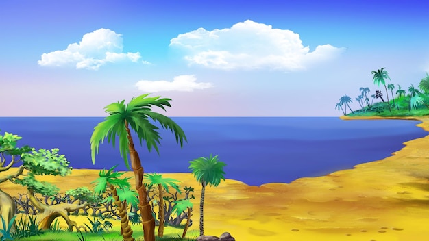 Sandy beach in the tropics illustration