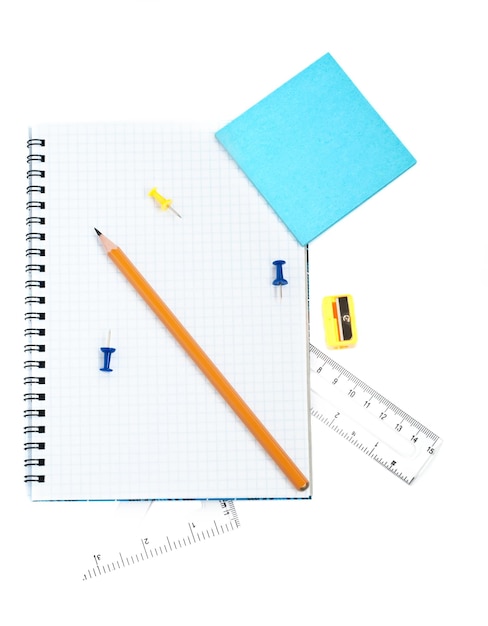 School supply set isolated on the white