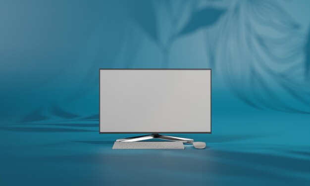 screen mock up with shadow color wall background copy space 3d rendering