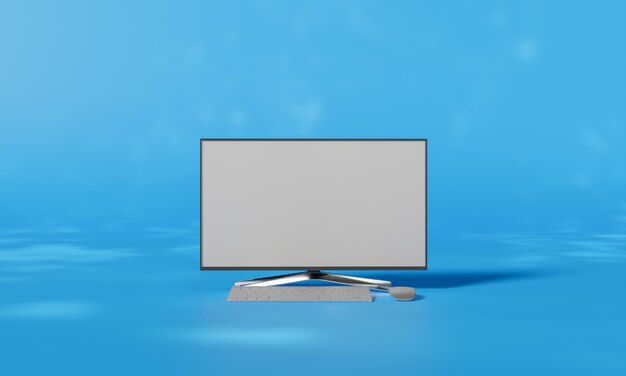 screen mock up with shadow color wall background copy space 3d rendering