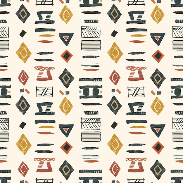 Seamless African pattern Ethnic and tribal motifs on grunge background