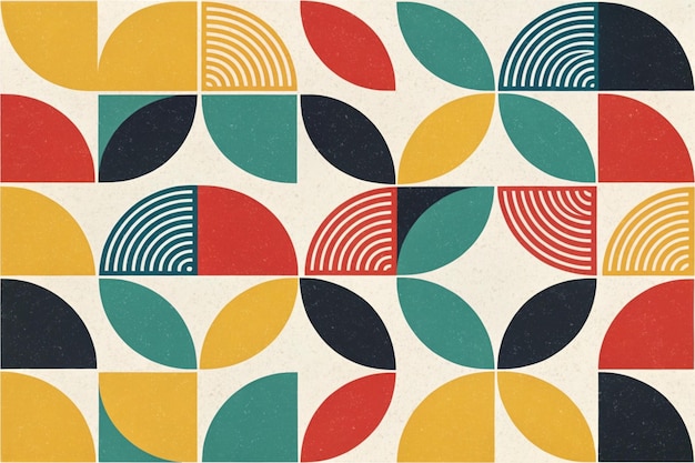 seamless multi colored retro bauhaus abstract shapes pattern