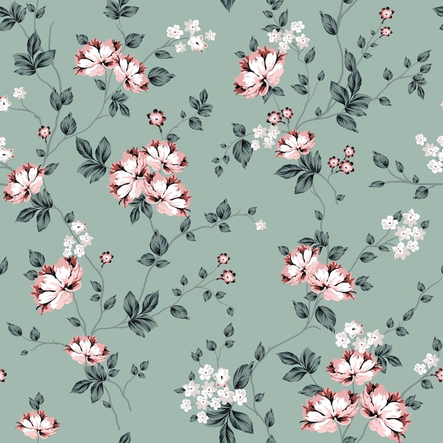 seamless pattern in white colors for wedding or birthday textile and decor botanical handdrawn branches with berries and green leaves