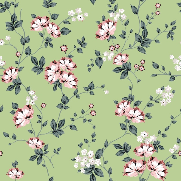 seamless pattern in white colors for wedding or birthday textile and decor botanical handdrawn branches with berries and green leaves