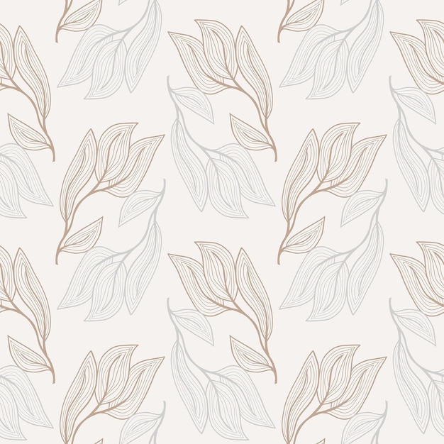 seamless pattern of leaves on a beige background