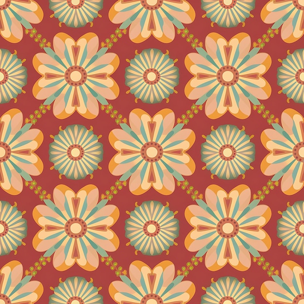 Seamless Pattern With Abstract Flowers Illustration