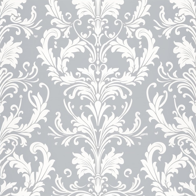Seamless white floral pattern on gray background minimalist repeating grid cohesive elegant