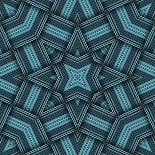 Seamless woven star pattern of stripes and lines Square abstract pattern