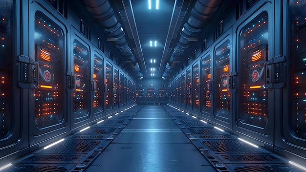 Secure blockchain data center on a remote planet with robotic guards Concept Blockchain Security Remote Data Center Robotic Guards Space Exploration Futuristic Technology