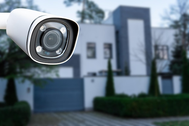 Security camera and private house on the background