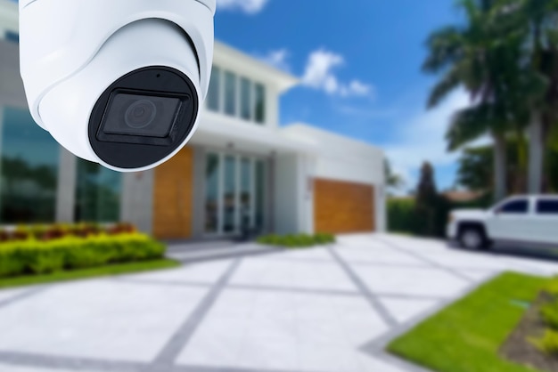 Security camera and private house on the background