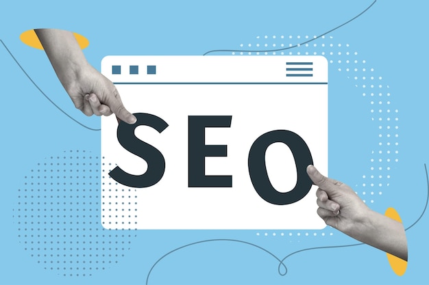 SEO collage work analytics banner for work work optimization search engine optimization minima