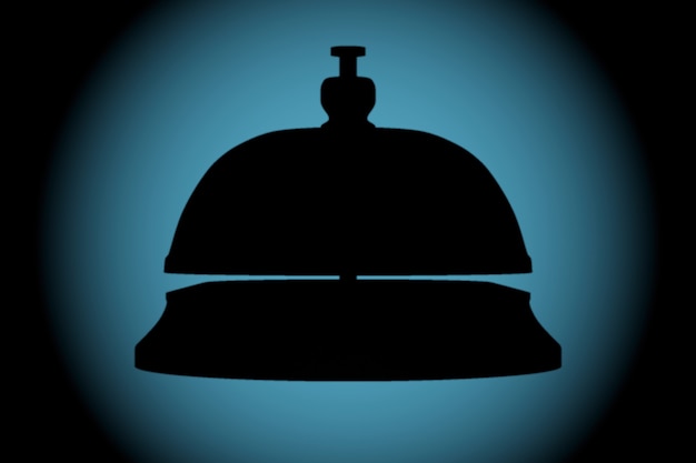 Service Bell silhouette on a wall with blue backlight