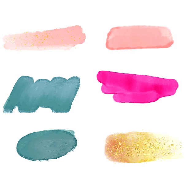 set of hand drawn brush strokes and stains silhouette design with white background and vector illust