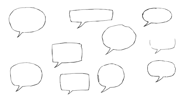 set of hand drawn speech bubbles