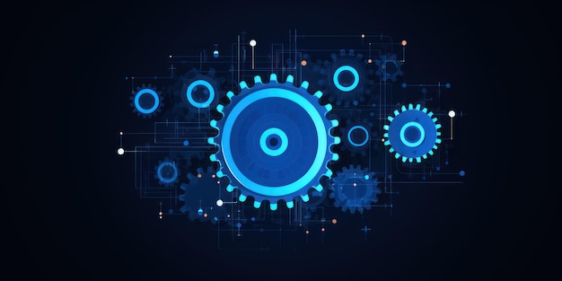 Settings gear icon from lines triangles and particle style design Illustration vector