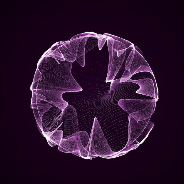 Sfærisk equalizer til musik. Rund lydbølge af partikler. Musikalsk abstrakt blå baggrund. 3D-rendering