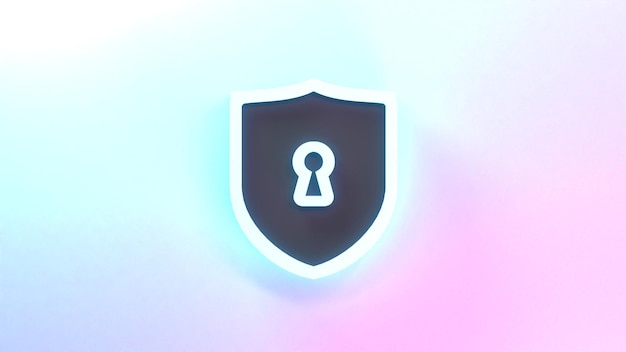 Shield icon 3d render illustration