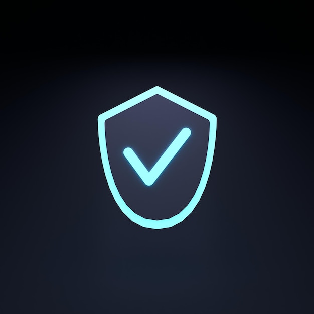 shield icon with check mark data protection 3d render illustration