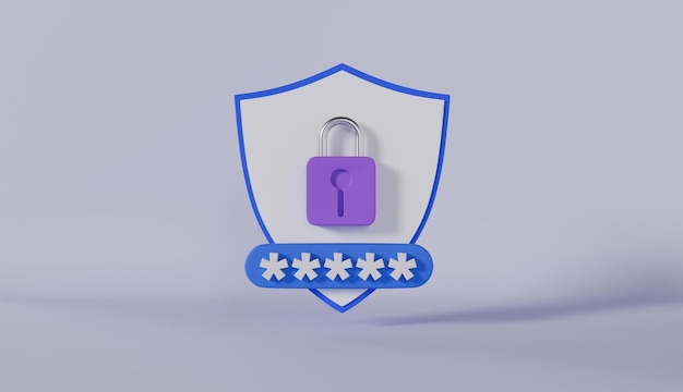 shield protection icon with padlock and password security protection guard shield cyber security