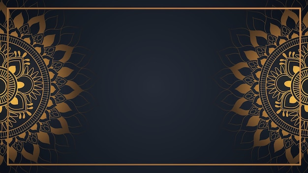 Shiny Golden Mandala on Black Background Vector