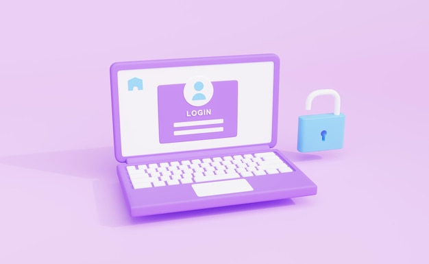 sign in and log in 3d rendering illustration