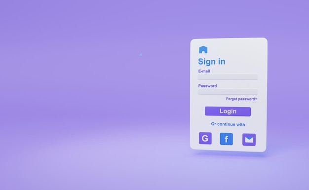 sign in and log in 3d rendering illustration
