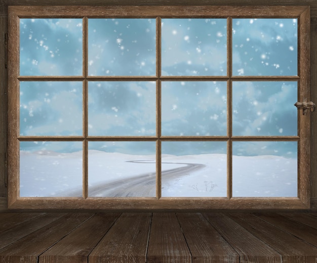 Sky seen through glass window